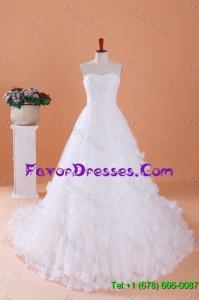 Cheap Custom Made A Line Sweetheart Wedding Dresses with Appliques