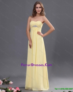 Custom Made Yellow Long Prom Dresses with Beading for 2016