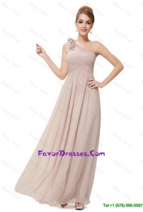 Beautiful Gorgeous Ruched Champagne Prom Dresses with One Shoulder