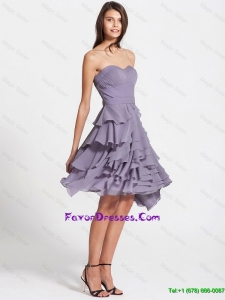 Cheap Affordable Short Ruffled Layers Lavender Prom Dresses