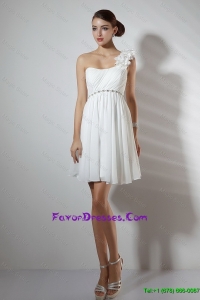 Elegant Empire One Shoulder Short Prom Dresses in White