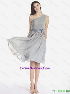 Fashionable Gorgeous One Shoulder Grey Prom Dresses with Bowknot