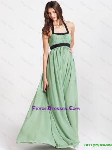 Pretty 2016 Spring Modern Halter Top Prom Dresses with Ruching and Belt