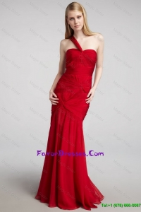 Pretty 2016 Spring One Shoulder Mermaid Prom Dresses with Ruching