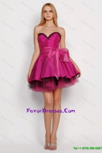 2016 Modest A Line Gorgeous Sweetheart Prom Dresses with Sashes in Fuchsia