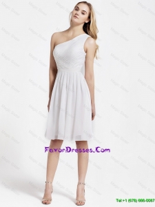 Beautiful Knee Length One Shoulder Prom Dresses in White