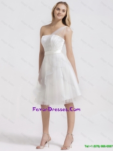 Beautiful New Style Knee Length One Shoulder Prom Gowns in White