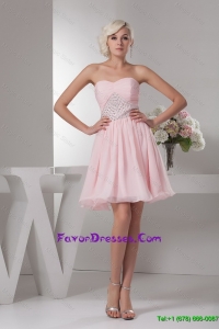 Classical Sweetheart Baby Pink Short Prom Dress with Beading