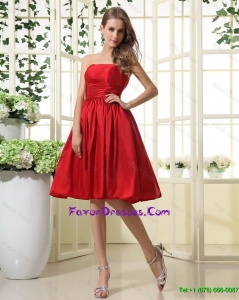 Comfortable Ruching and Pleats Short Prom Dresses in Red for 2016