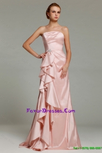 Hot Sale Strapless Beaded Prom Dresses with Brush Train