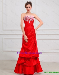 Luxurious Column Strapless Appliques Prom Dresses in Red