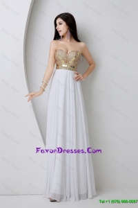 Pretty Beautiful Empire Sequined White Prom Dresses with Beading