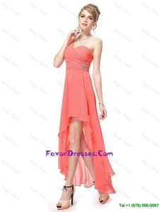 Pretty Latest High Low One Shoulder Prom Dresses with Side Zipper