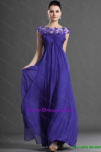 Pretty Luxurious Bateau Beading Prom Dress in Royal Blue for 2016