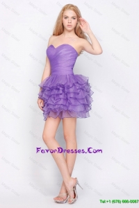 Pretty Sweetheart Gorgeous Lavender Short Prom Dresses with Ruffled Layers