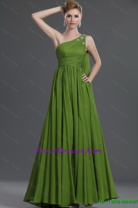 Simple A Line One Shoulder Prom Dresses with Watteau Train