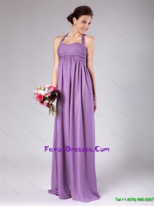 Elegant Perfect Halter Top Ruched Prom Gowns with Brush Train