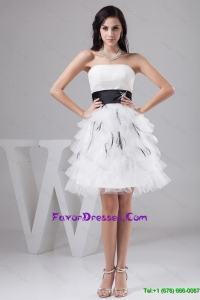 Cheap 2016 Exquisite Belt and Ruffled Layers White Short Prom Dresses