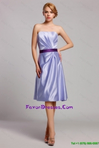 Cheap Classical Empire Strapless Short Prom Dresses with Belt in Lavender