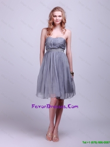 Classical Strapless Short Prom Dresses with Belt and Ruching