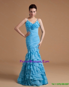 Exquisite Mermaid Ruffles Prom Gowns with Hand Made Flowers