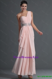Pretty Discount Empire One Shoulder Prom Dresses with Ankle Length