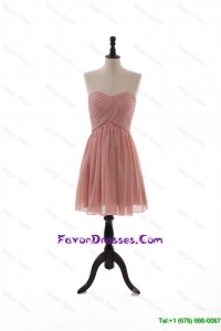 2016 Summer Empire Sweetheart Ruching Prom Dresses in Peach
