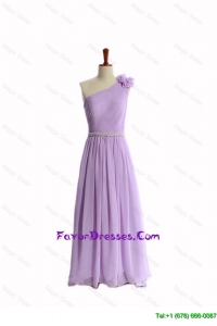 Perfect Hand Made Flower and Belt Lilac Prom Dresses with Brush Train