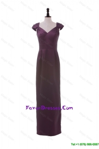 Cheap V Neck Belt Burgundy Long Prom Dresses for Winter