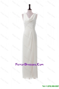 Discount Empire V Neck Long Prom Dresses in White