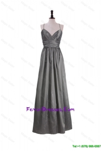 Gorgeous A Line Spaghetti Straps Prom Dresses with Belt in Grey