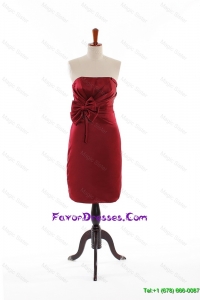 Modest Bowknot Short Prom Dresses in Wine Red
