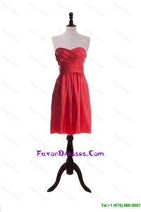 Simple Sweetheart Short Ruching Prom Dresses in Red for 2016
