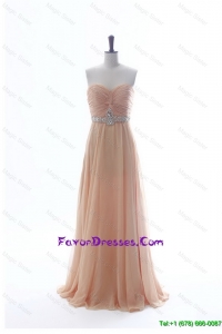 Most Popular Beading Long Prom Dresses in Peach for 2016 Summer