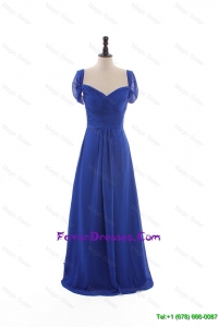 Gorgeous Empire Sweetheart Cap Sleeves Prom Dresses with Ruching