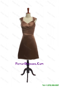 Cheap Ruching Short Prom Dresses in Brown for 2016