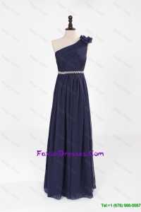 Comfortable Empire Asymmetrical Beaded Prom Dresses with Belt
