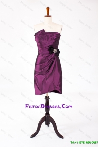 Elegant Beading and Ruching Purple Short Prom Dresses for 2016