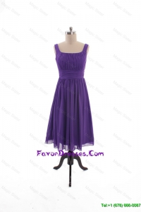 2016 Fall Perfect Square Short Prom Dresses with Belt in Purple