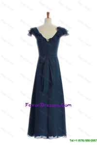 Most Popular 2016 Ruching and Sashes Navy Blue Prom Dresses
