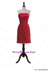 New Style Short Wine Red Prom Dresses with Ruching