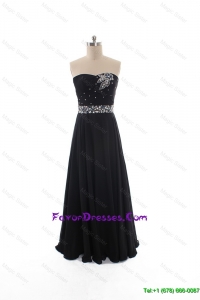 Simple Empire Strapless Beaded Prom Dresses in Black
