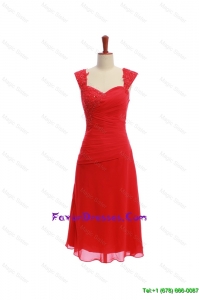 Exquisite Short Ruching and Appliques Prom Dresses in Red