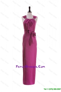 Cheap Straps Long Prom Dresses with Beading and Bowknot