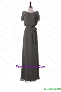 Classic Empire Grey Long Prom Dresses with Sashes for 2016