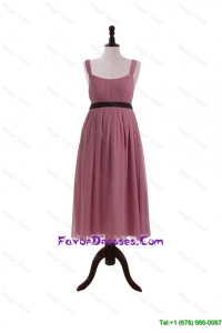 New Arrival Straps Short Prom Dresses with Belt and Bowknot