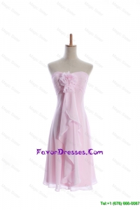 Romantic Empire Strapless Prom Dresses with Hand Made Flowers