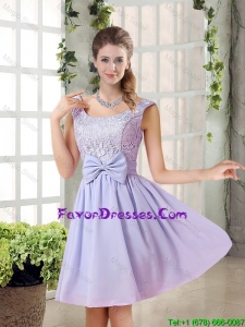 2015 Fall A Line Straps Lace Bridesmaid Dresses in Lavender