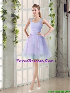 Custom Made A Line Straps Short Bridesmaid Dresses with Ruching