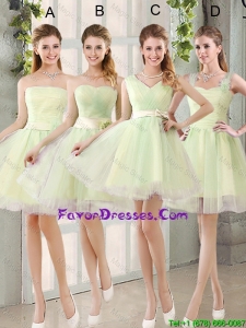 Custom Made Mini Length Bridesmaid Dresses in Yellow Green